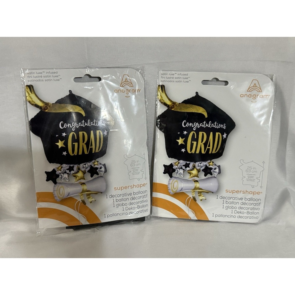 Anagram Graduation Supershape Balloon Lot of 2 Congrats Grad Cap Diploma 25"